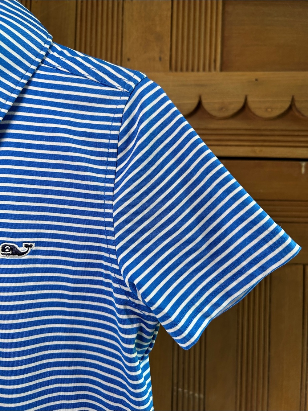Vineyard Vines On the Go Sankaty Blue & White Striped Polo Shirt - Kids Size 5 - Picture 5 of 12